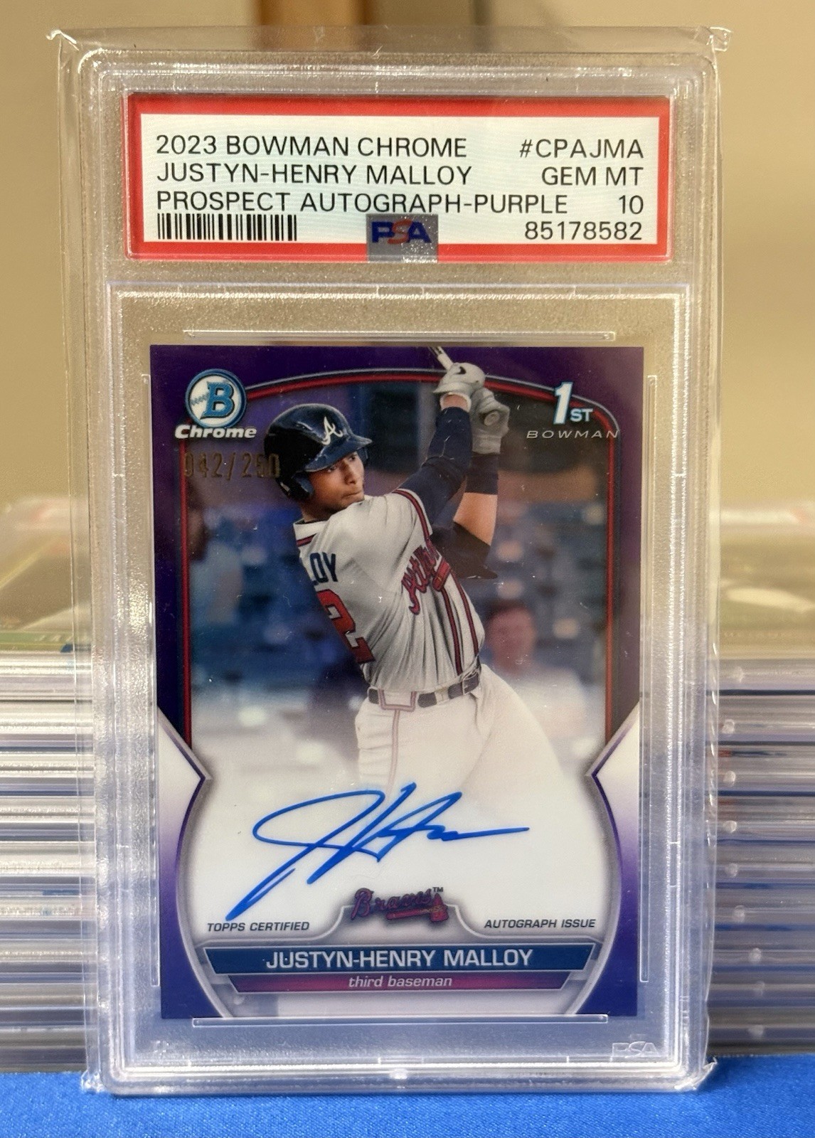 2023 bowman chrome - justyn-henry malloy Rookie Autograph /250 PSA 10 Low Pop