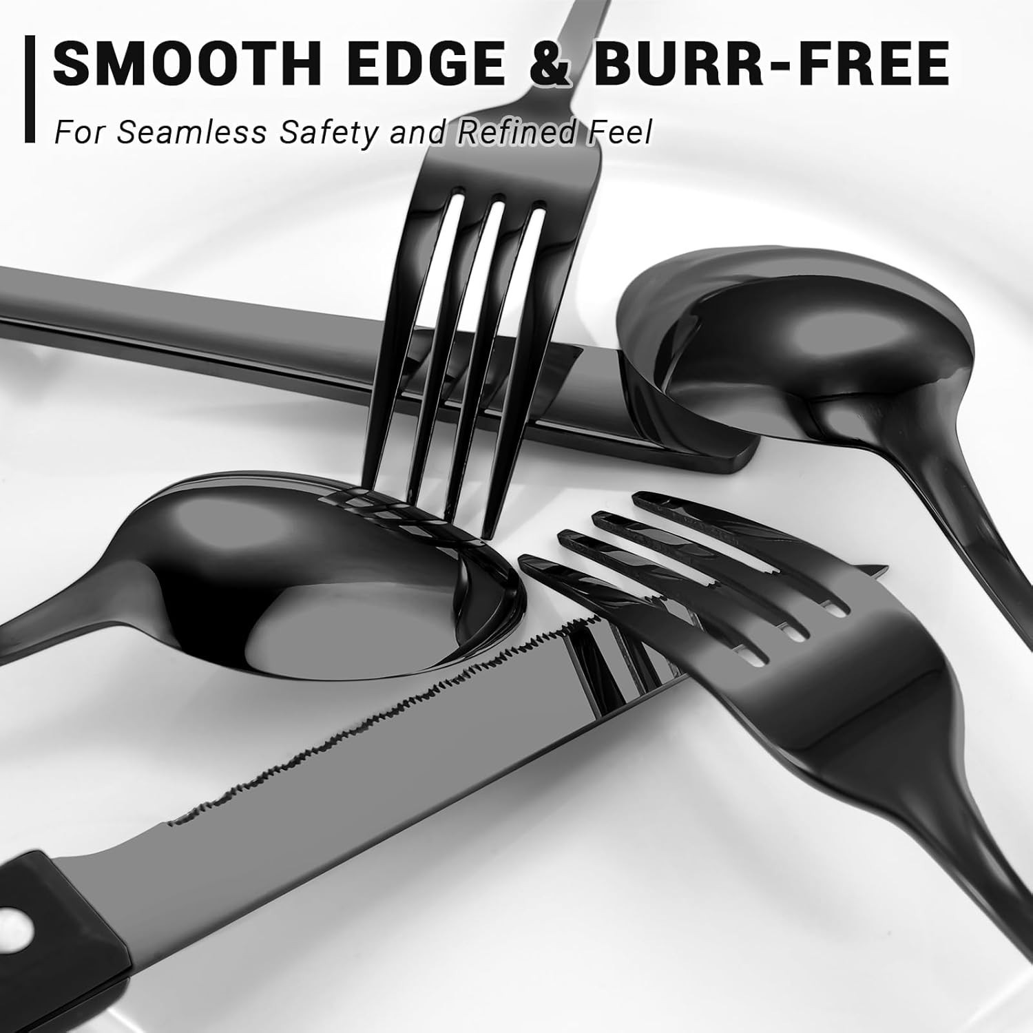 Modern 48-Piece Mirror Polished Flatware Set with Steak Knives - Dishwasher Safe