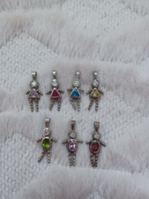 Lot Of 7 Vintage Sterling Silver Birthstone Baby Charms Mother's Boys Girls