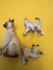 Lot Of 3 Siamese Cat Figurines Bone China Kitten Blue Eyes Japan — photo 2