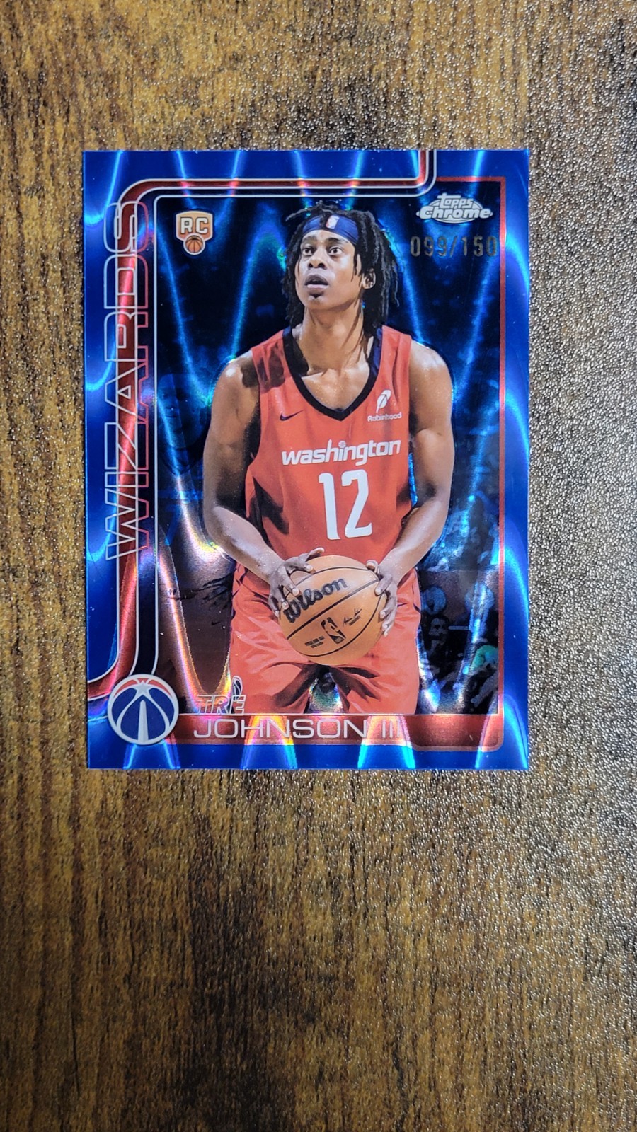 2025 Topps Chrome Tre Johnson #256 Blue Raywave /150