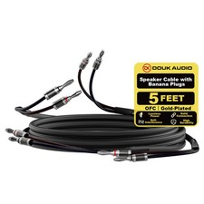 Douk Audio HiFi Speaker Cable with Banana Plugs OFC Rhodium Plated Stereo 5ft