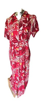VTG 90s Erika Collection Floral Rayon Maxi Red Cottage/Hawaiian Medium Sun Dress