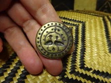 India Jewelry Making Mold Die Gilded Bronze Stamp Round Facing Birds Antique