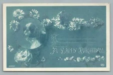 Chin Dog "Bow Wow!" RPPC Antique Birthday Photo Postcard 1913