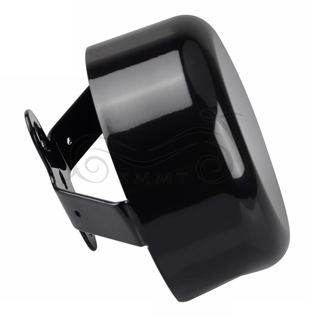 Smooth Black Round Horn Cover For Harley Wide Glide Softail FLH FXD XL