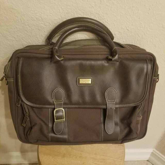 Vintage U.S. Luggage New York Canvas/Leather Laptop Briefcase Bag eBay