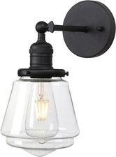 NEW Permo Black Wall Sconce Light. Industrial Farmhouse Style. Clear Glass.