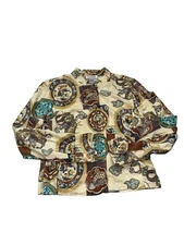 Citron Santa Monica Women’s L Oriental Print Silk Art to Wear Jacket Textured