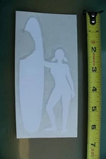 Surfer Shark Bait Bite Wax Longboard White V22b Surfing STICKER Window DECAL