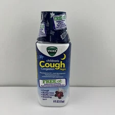 Vicks Children's Cough Congestion NIGHT Liquid, Ages 6+, Grape, 6oz - Brand NEW!