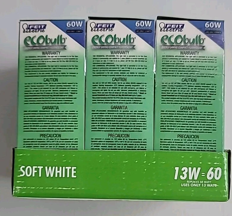 (6) Feit Electric Ecobulb Plus 60W White Twist CFL 120V Replacement Light Bulb - Image 4 of 4