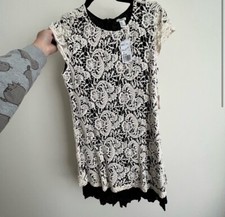 NWT forever 21 lace black white dress medium