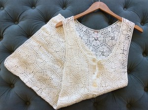 white crochet tunic top
