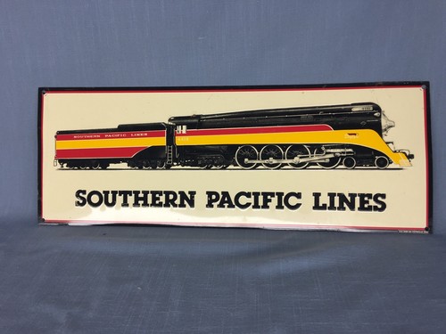 southern pacific lines railroad metal embossed advertisement