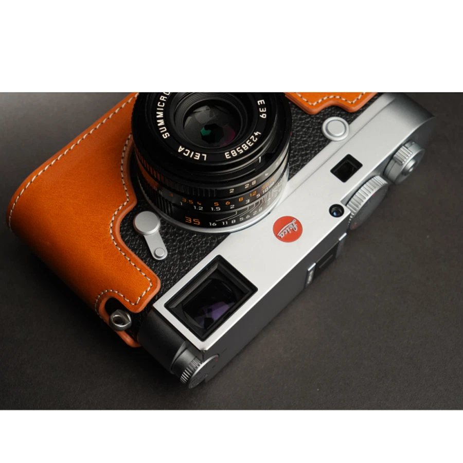 Medio estuche de cuero genuino para cámara funda apta para LEICA M10 M10-P hecho a mano nuevo Foto 4 de 4