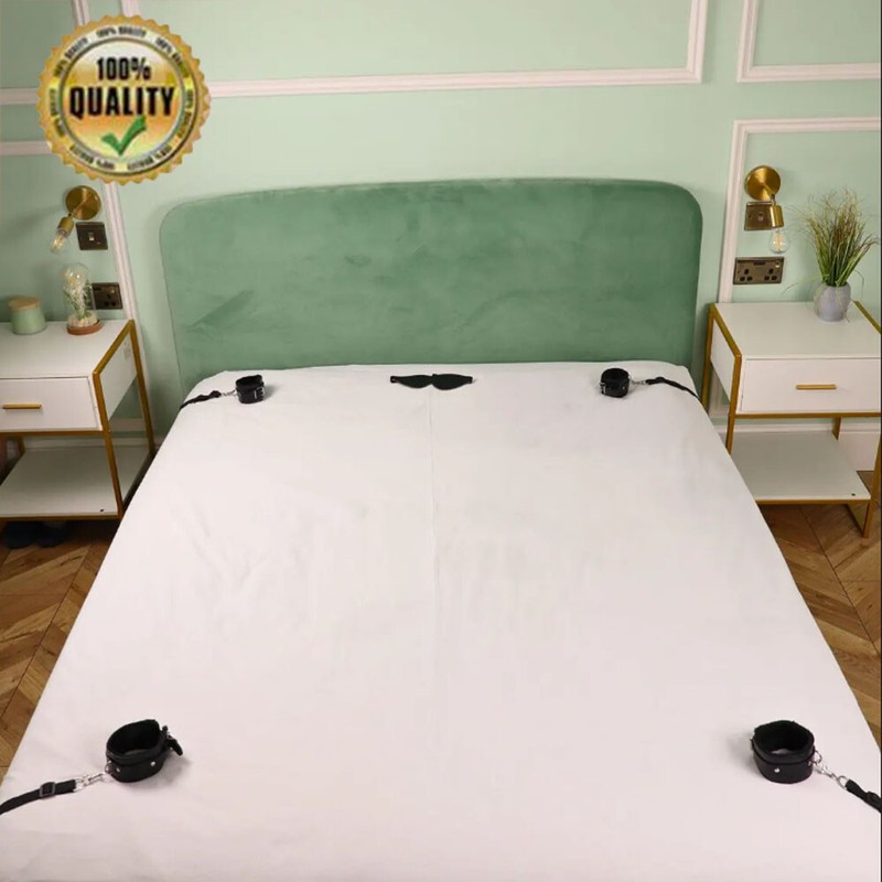 Bed Restraint Set Handcuffs+Ankle Cuffs+Blindfold Bondage Kit Couples Game BDSM