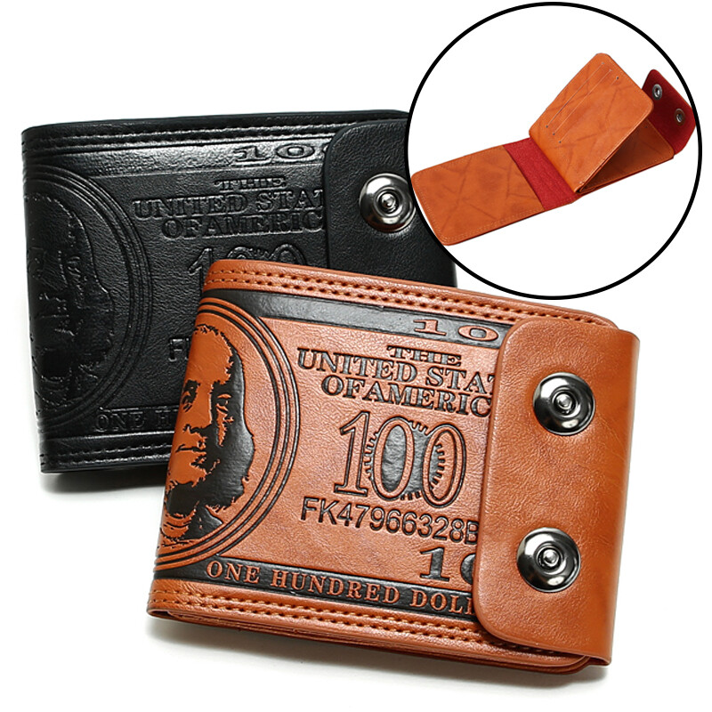 US Dollar Bill Wallet Brown Leather Wallet Bifold Credit Card