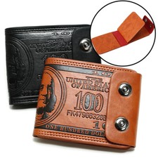 US Dollar Bill Wallet Brown Leather Wallet Bifold Credit Card Photo Holder Gifts