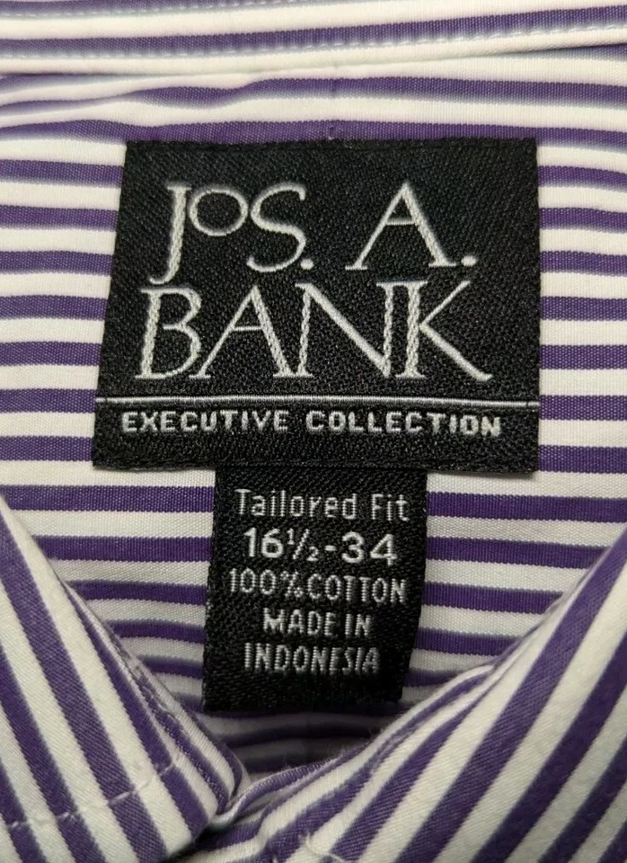 Camisa de Vestir JOS A BANK Colección Ejecutiva A MEDIDA Para Hombres 16.5-34 Púrpura RAYAS Foto 2 de 4