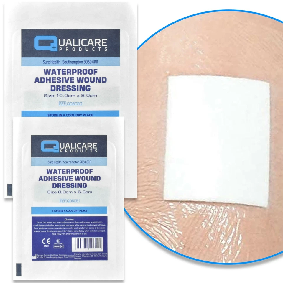 WATERPROOF ADHESIVE WOUND DRESSINGS Small - Large First Aid Plaster QUALICARE