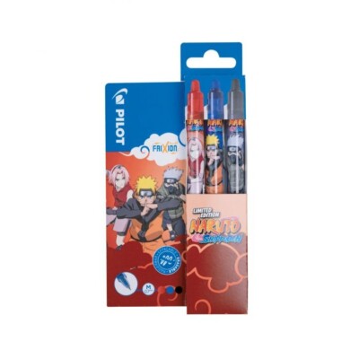 Pilot Frixion Clicker Promoset  Limited Edition NARUTO 3er Set rot blau schwarz