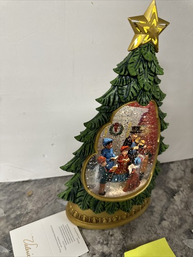 12” Christmas Carolers Swirling Tree Lighted Water Globe Valerie Parr Hill - Picture 17 of 18