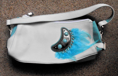 Michel Angelo Damen weiße Handtasche Tasche Kunstleder 28 x 17 x 8cm