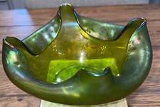 LOETZ BOWL Art Nouveau Art Glass Bohemian Iridescent Oil Spot Papillon VG