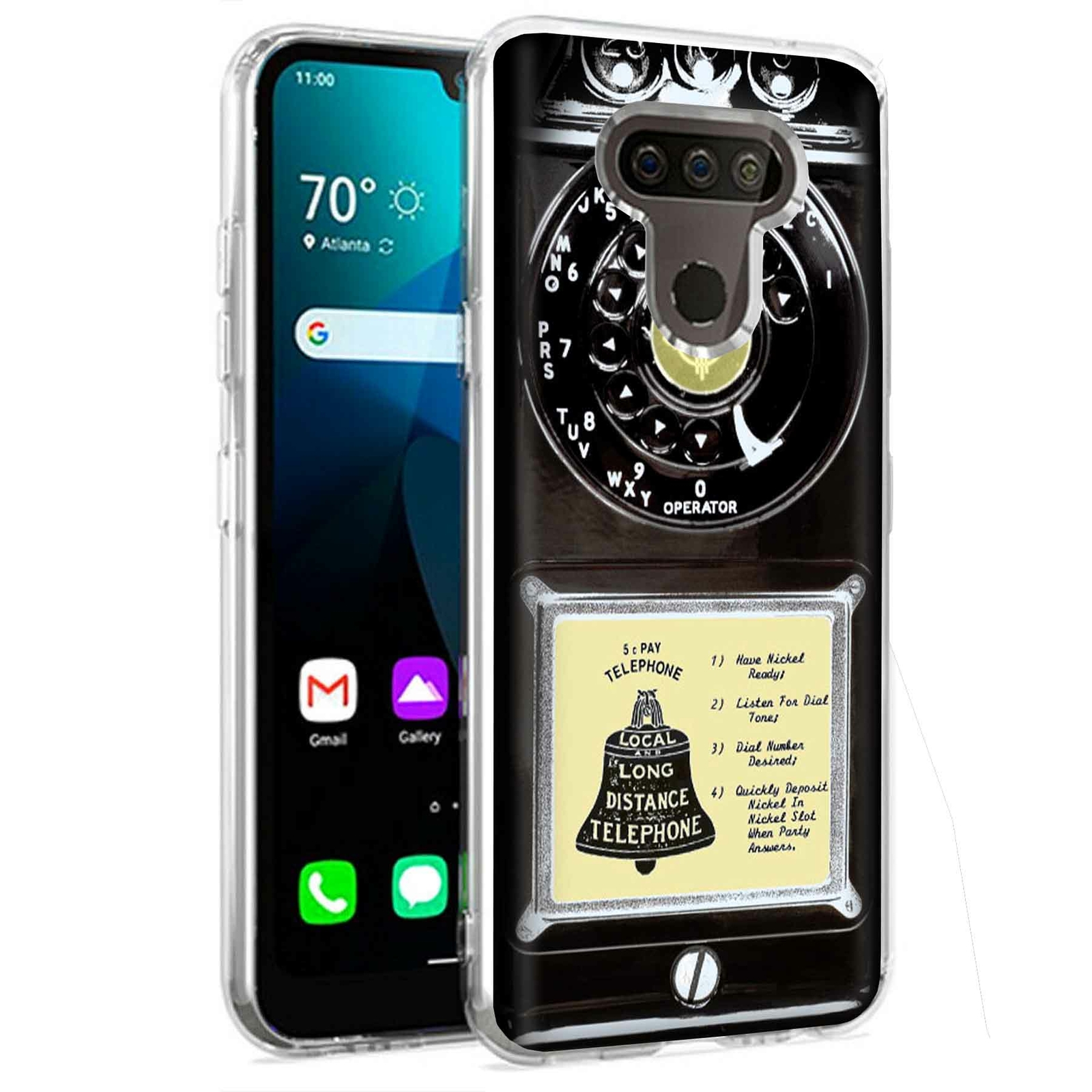 Phone Case for LG Harmony 4,Premier Pro Plus,K41, Retro Dial Phone Print