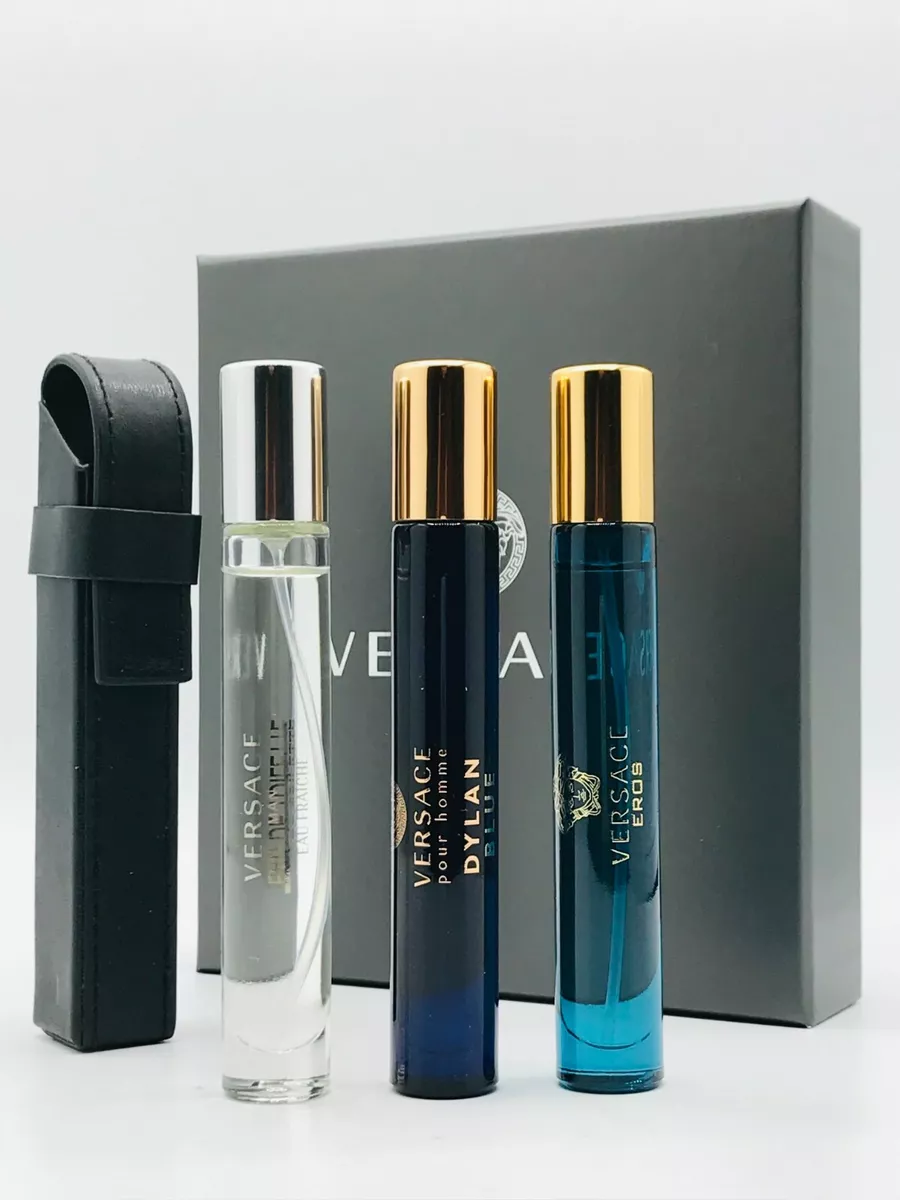 Versace Travel Set 4pc Cologne Spray Eros Dylan Blue Eau Fraiche 10 ml Each