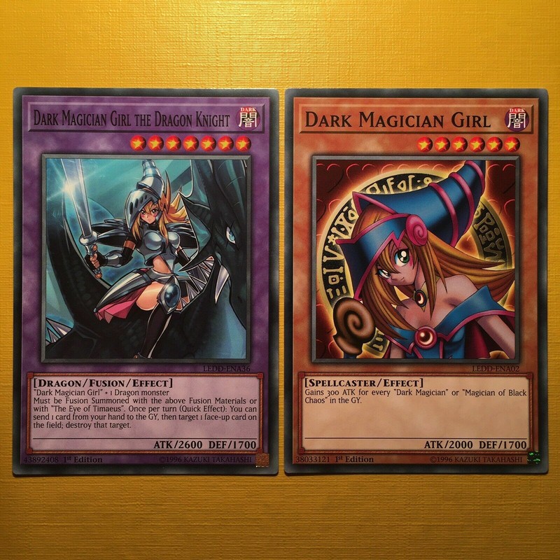 Dark Magician Girl the Dragon Knight + Magician Girl - YuGiOh! - 2 Mint Cards!