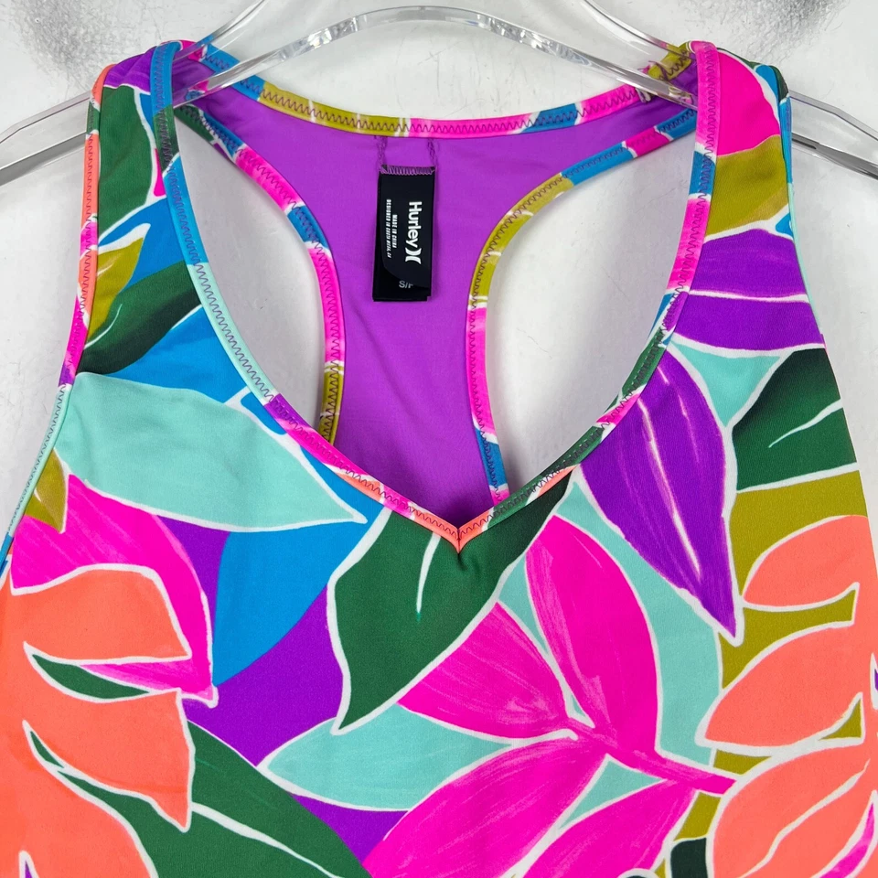 NWT Hurley Mas Isla Racerback Tankini Top Swim Top Tropical Size Small S $65 NEW - Image 2 of 4