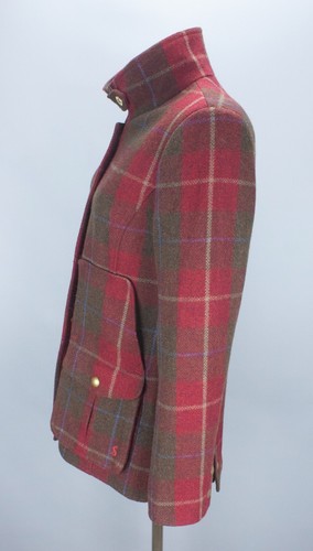 Joules Field Coat Size UK 10 US 6 Red Bright Tartan Tweed Wool Country Jacket - Picture 9 of 24