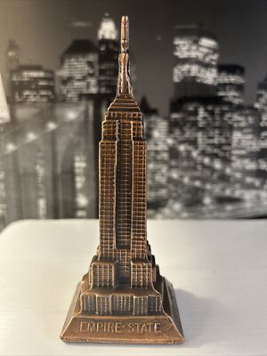 Vintage Miniature Empire State Building Replica Metal Copper Look