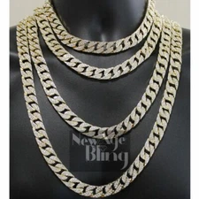 Mens Miami Cuban Choker Link Cubic Zirconia Necklace Hip Hop Chain Gold Plated