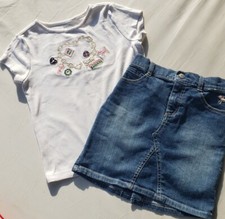 Gymboree Girls Shirt Skirt Size 8 Smart Girls Rule Vintage Dog Denim Jean