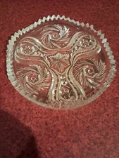 Antique American Brilliant Period ABP clear cut glass candy/nut dish 