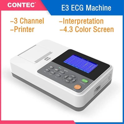 CONTEC E3 Portable 3-Channel 12-Lead ECG/EKG Machine with Printer + PC Software