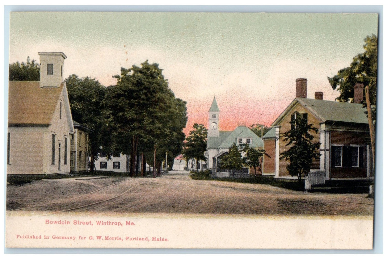 1907 Buildings in Bowdoin Street Winthrop Maine ME Antique Unposted