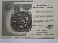 4/1947 PUB KELVIN AIRCRAFT INSTRUMENTS ENGINE SPEED INDICATOR ORIGINAL AD