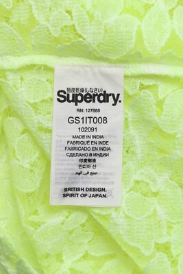 SUPERDRY Hyper Orange Sewn T-Shirt Women's XS Sheer Lace Short