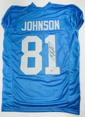 CALVIN JOHNSON SIGNED CUSTOM GAME CUT JERSEY DETROIT LIONS