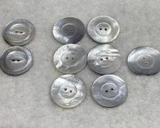 Buttons 8 white iridescent 2 hole flat 1 in white