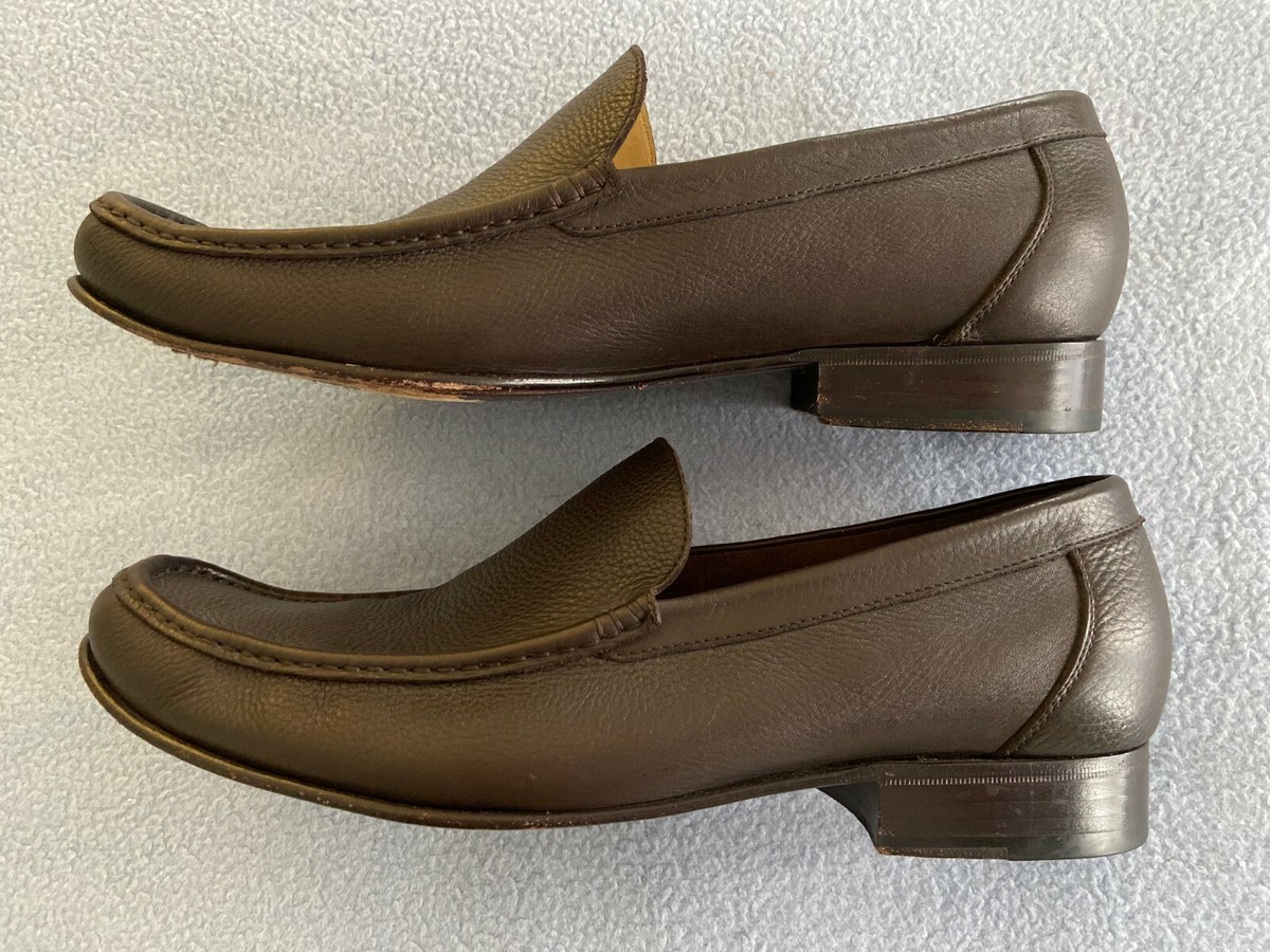 Cole Haan Mens 9.5 Brown Pebbled Leather Slip On Loafer Shoes C29117 Moc Toe Men main image 3