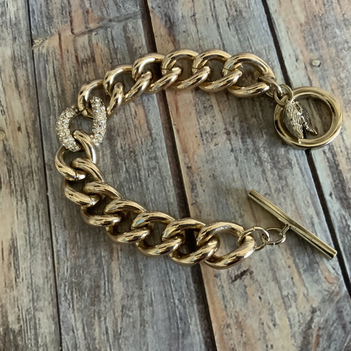 Victoria's Secret wing charm chunky chain bracelet in gold Victoria's Secret wing charm chunky chain bracelet in gold