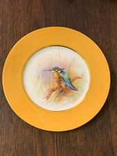 VTG HAND PAINTED PORCELAIN KINGFISHER DISPLAY PLATE SIGNED ROSS-ROYAL WORCESTER?