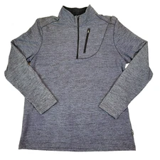 Swiss Tech Quarter Zip Performance Gear Men's Lg Gray Black Athleisure Dadcore