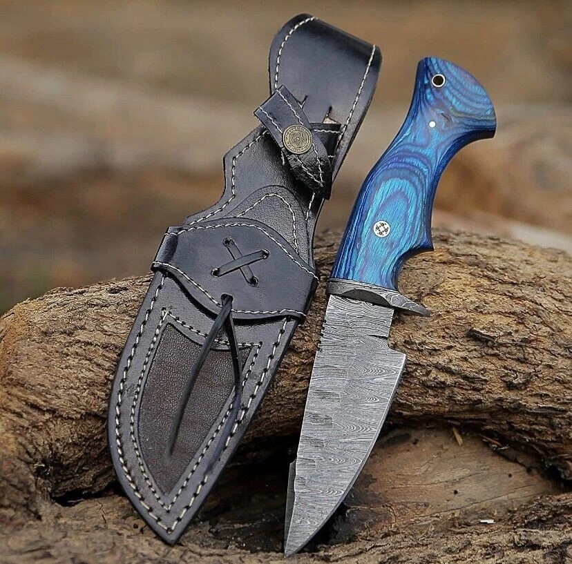 CUSTOM HANDMADE DAMASCUS STEEL EXOTIC WOOD 10" SURVIVAL, HUNTING, OUTDOOR KNIFE