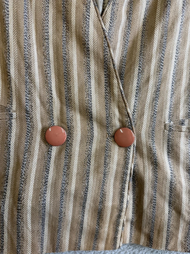 Blazer feminino vintage Nordstrom ponto de vista 12 listrado peito duplo anos 90 - Imagem 4 de 4